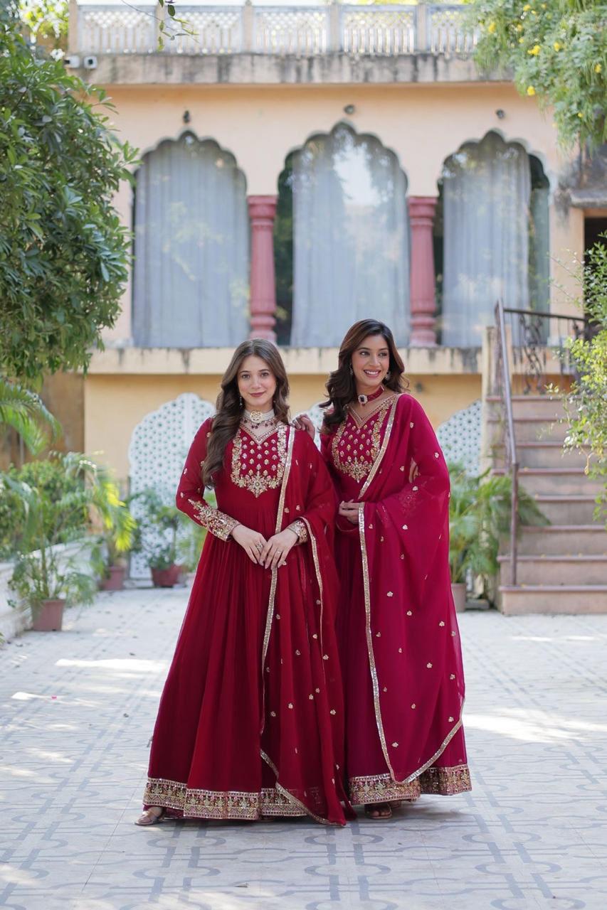 Faux Blooming Anarkali with Sequence Embroidery