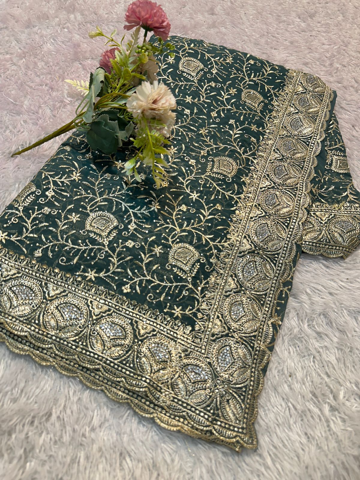 Premium Embroidered Georgette Partywear Sarees