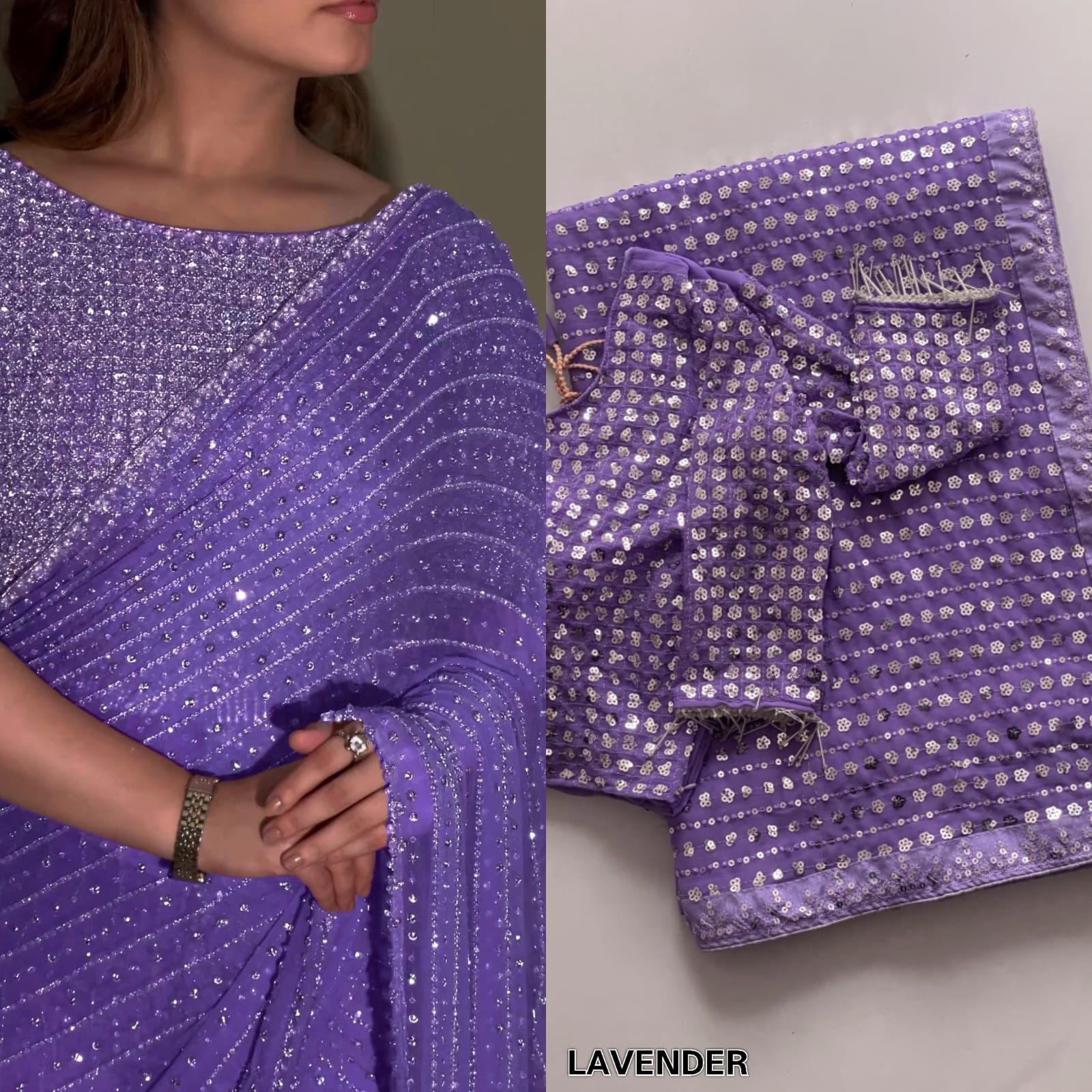 Bollywood Style Sequence Saree - Image 5