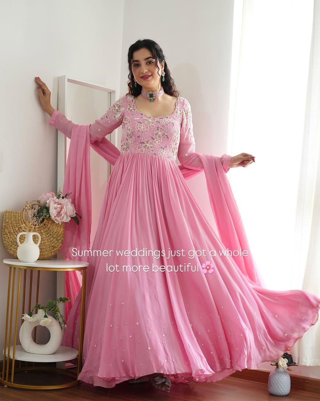 Designer Pink Anarkali Gown
