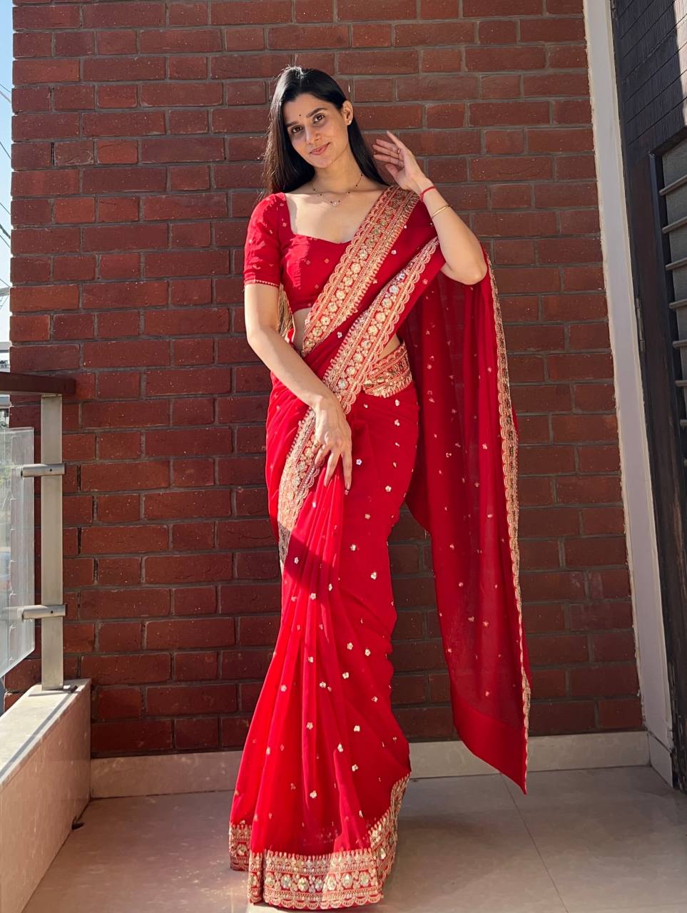 Pure Georgette Sequencework Saree
