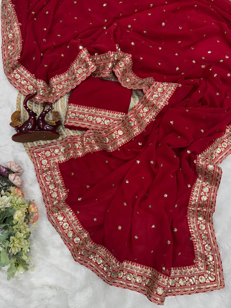 Pure Georgette Sequencework Saree - Image 4