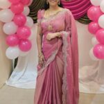 Satin Dual Shade Multi Embroidery Work Saree